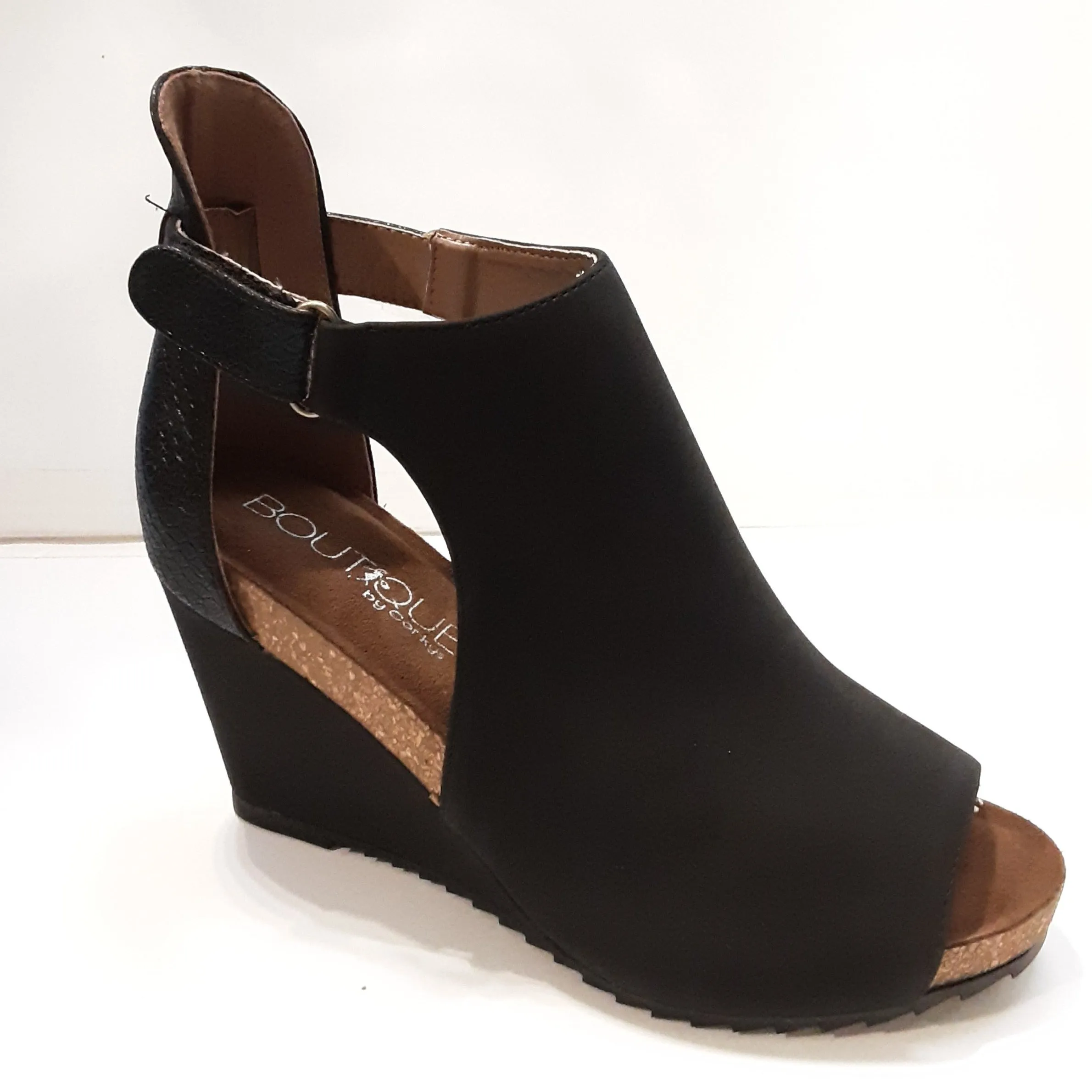 Peep Toe Black Wedges | Corkys Boutique