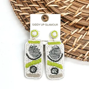 Seltzer Can Earrings in White/Lime Green