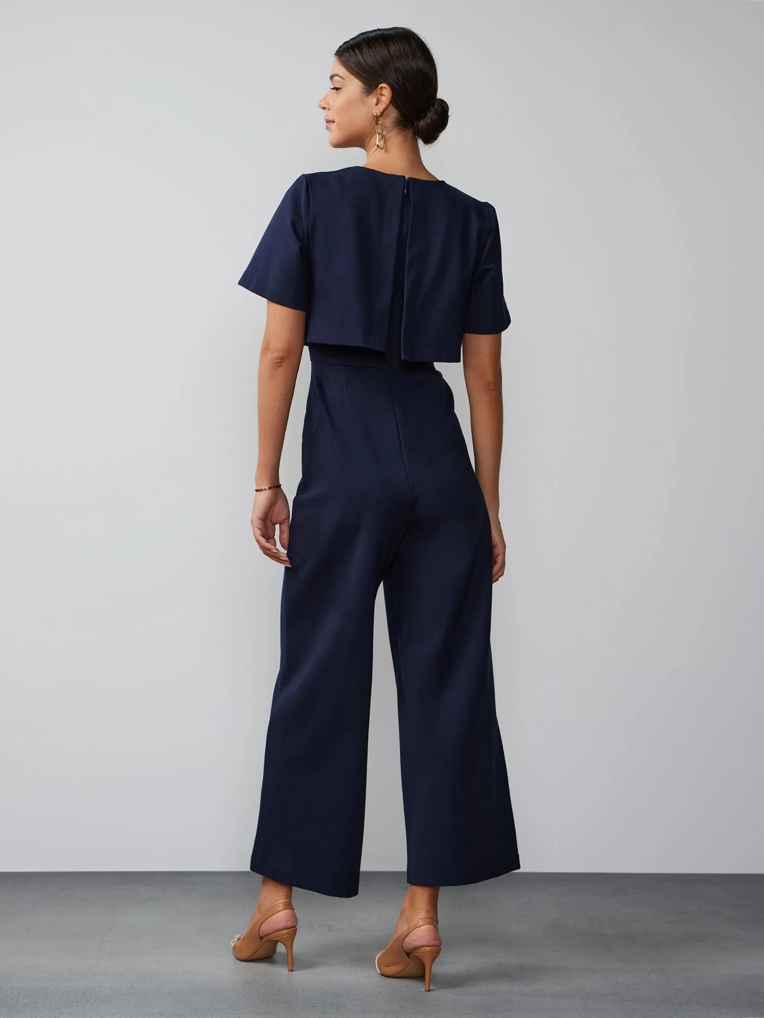 Short Sleeve T-Shirt Overlay Ponte Jumpsuit