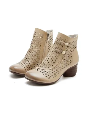 Side Buckels Retro Hollow Chunky Boots