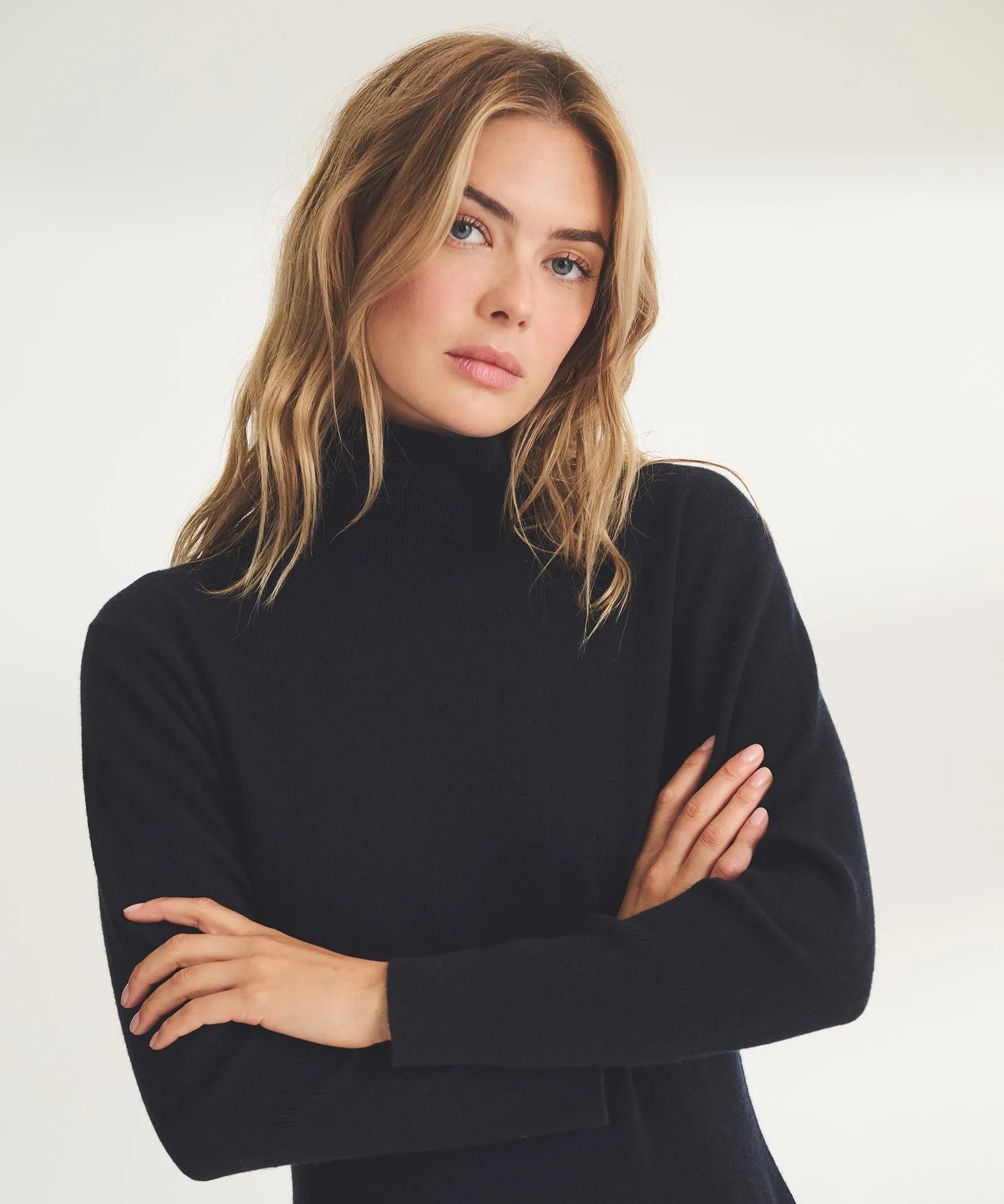 Signature Cashmere Turtleneck Dress with Slits