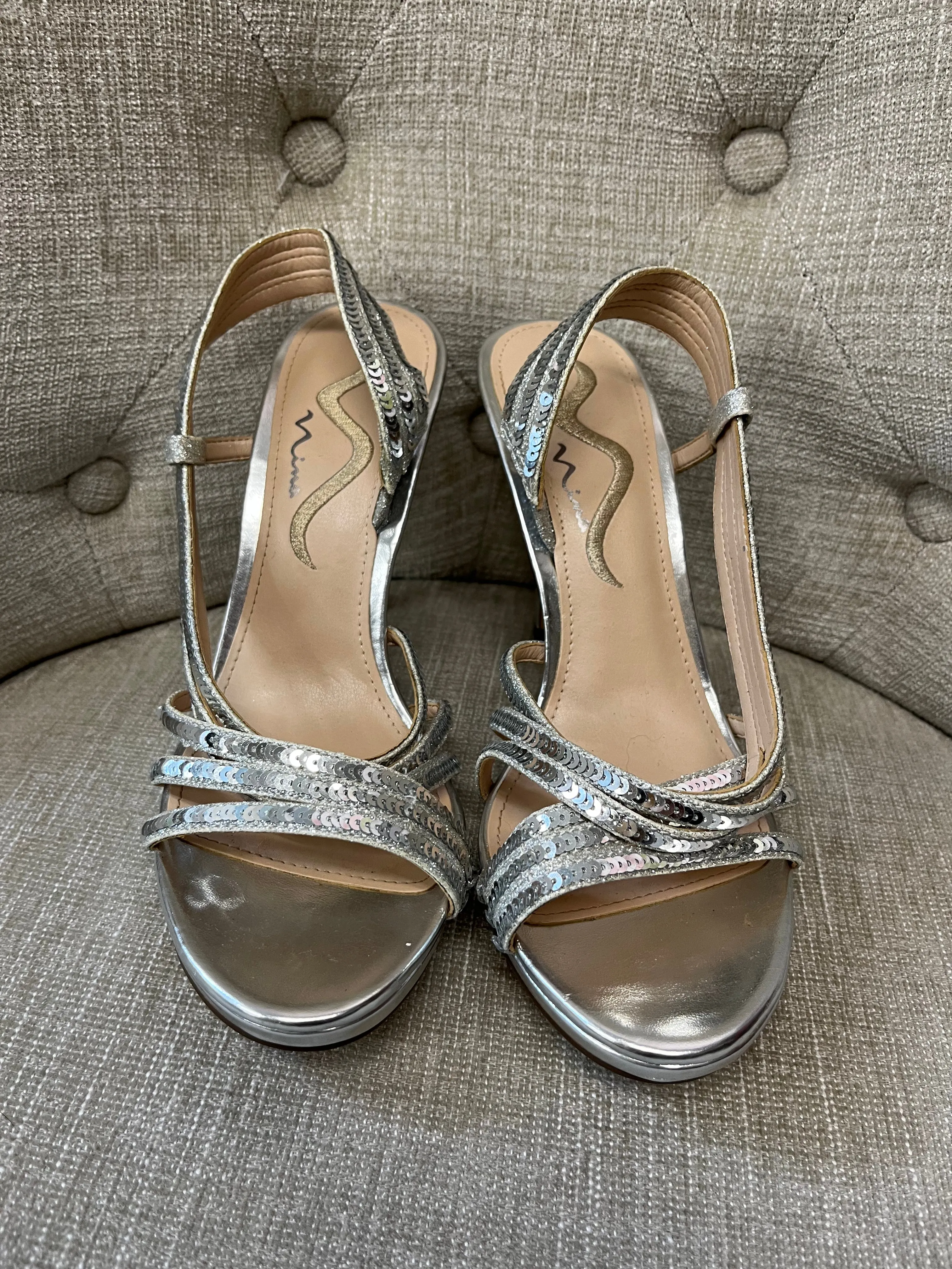 Silver Sequin Heels (Size 7.5)