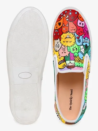 THE QUIRKY NAARI Color Me Up Slipons - Show Off Your Unique Flair | Multicolor | 7 UK