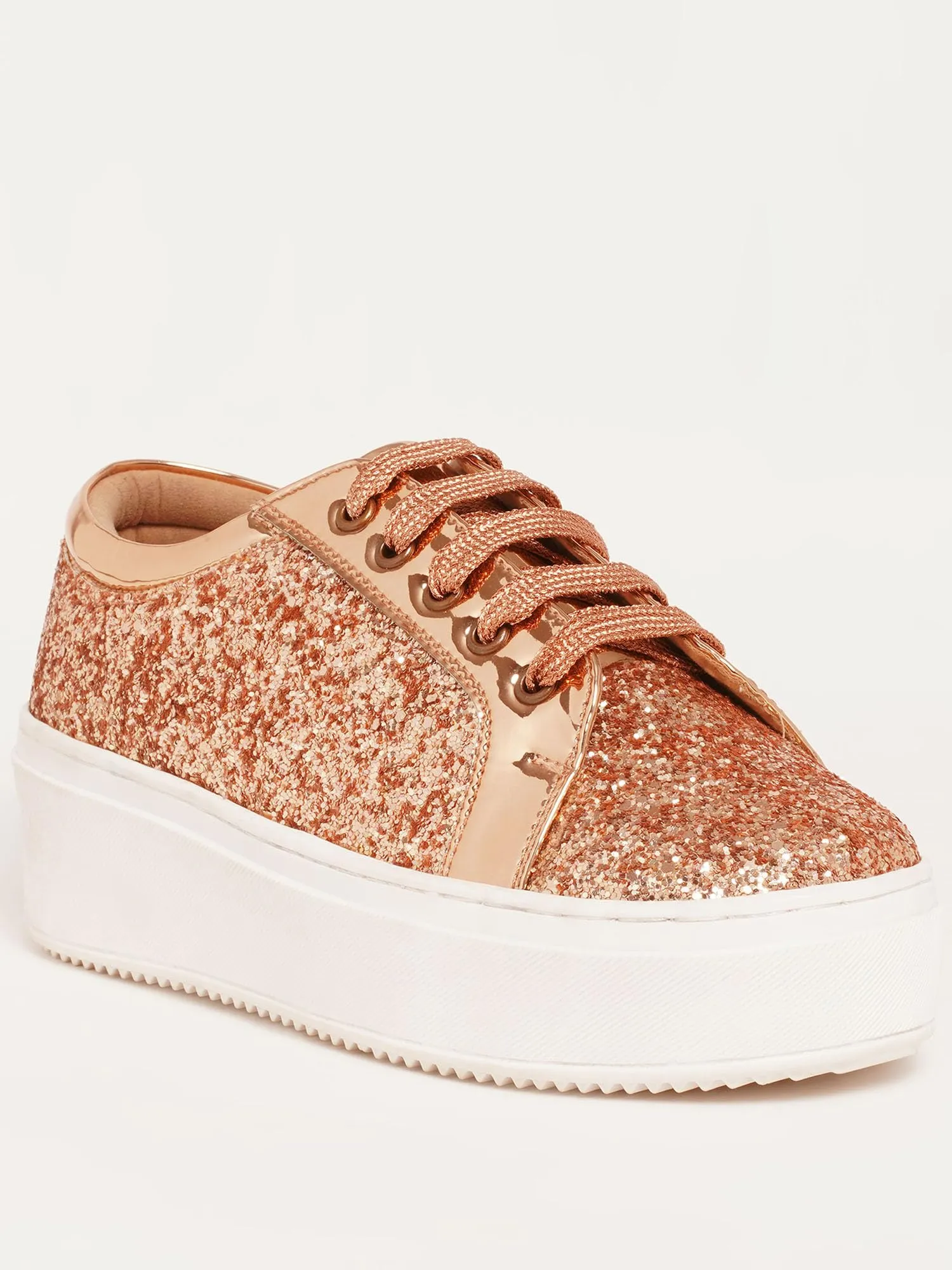 THE QUIRKY NAARI Glitterati Sneakers - Rosegold with A High End Feel | Metallic | 4 UK