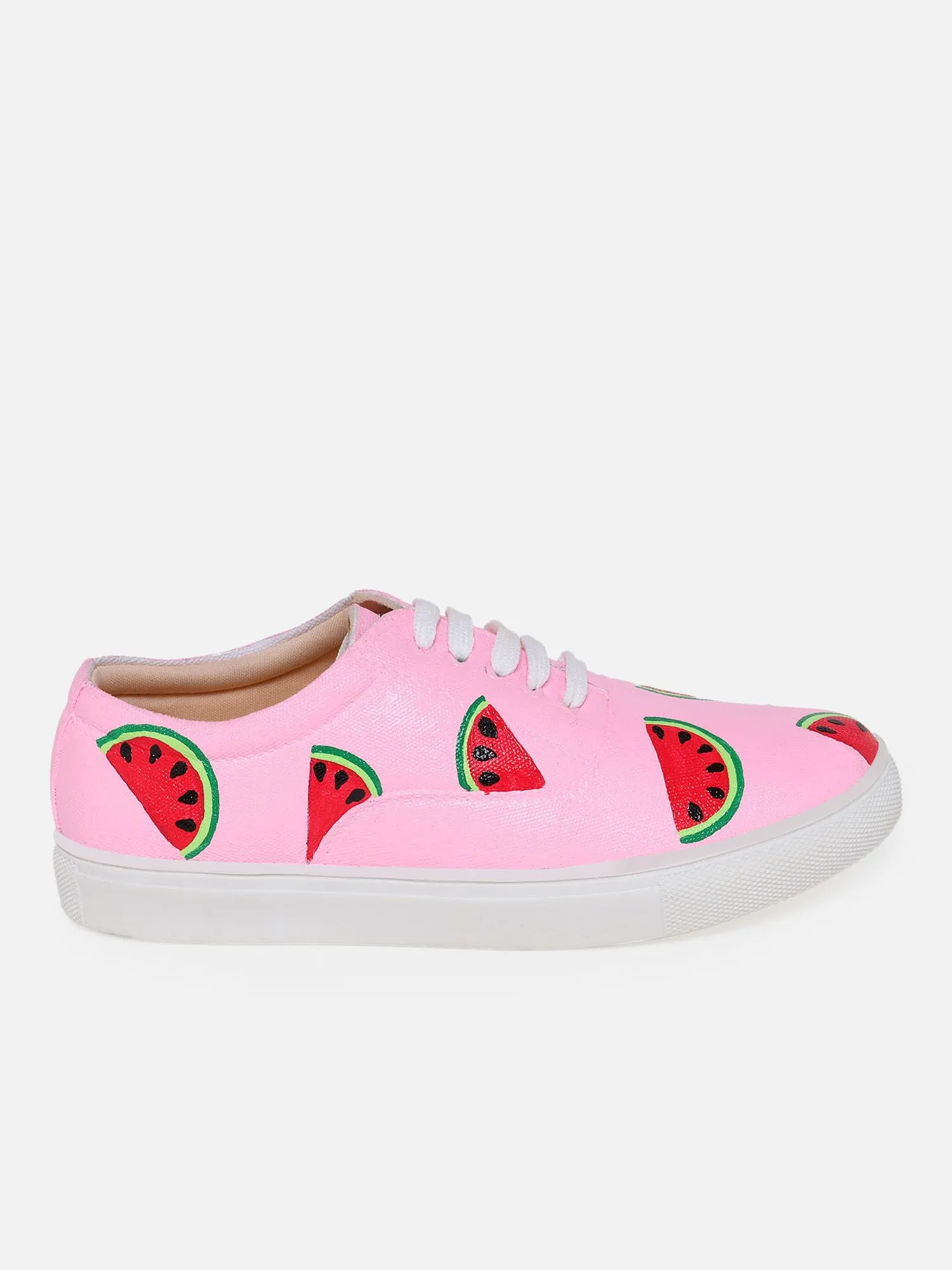 THE QUIRKY NAARI Watermelon Sneakers with Watermelon Motif | Pink | 4 UK