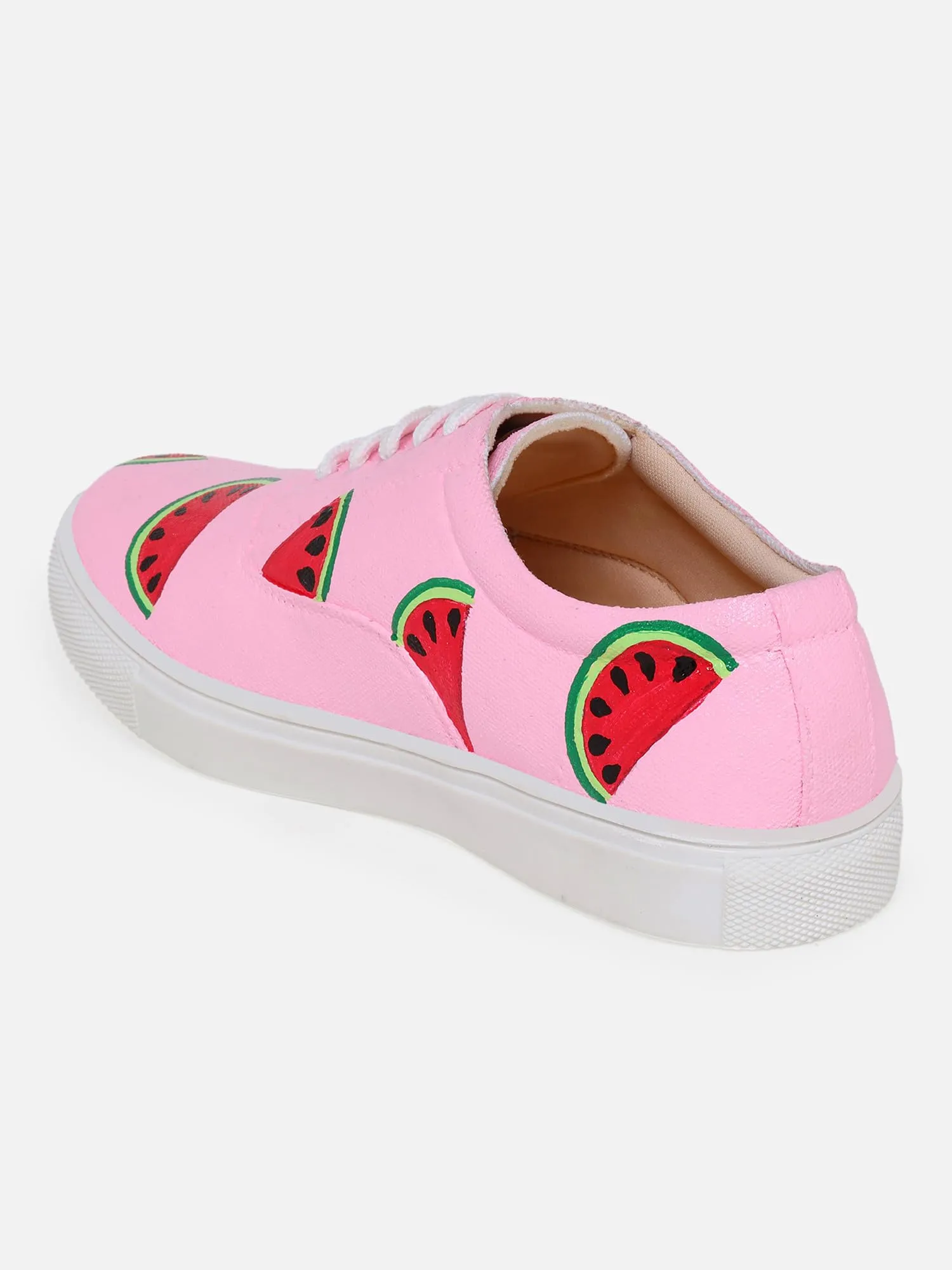 THE QUIRKY NAARI Watermelon Sneakers with Watermelon Motif | Pink | 4 UK