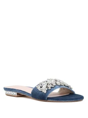 Velvet   Jewels Embellished Flat Sandals