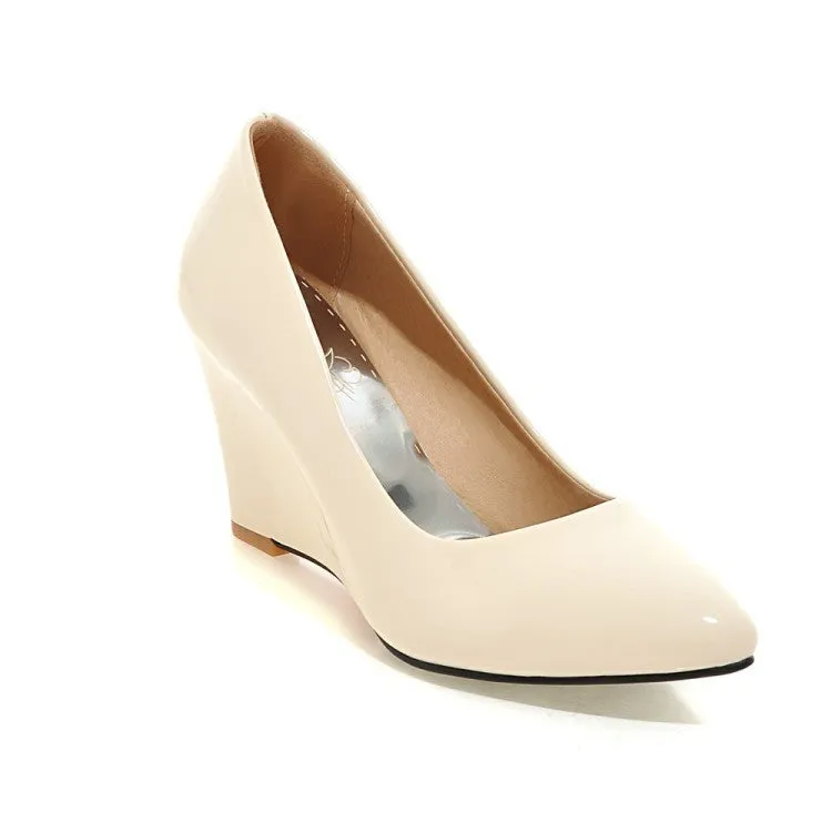 Women minimalist solid color slip on wedge heels