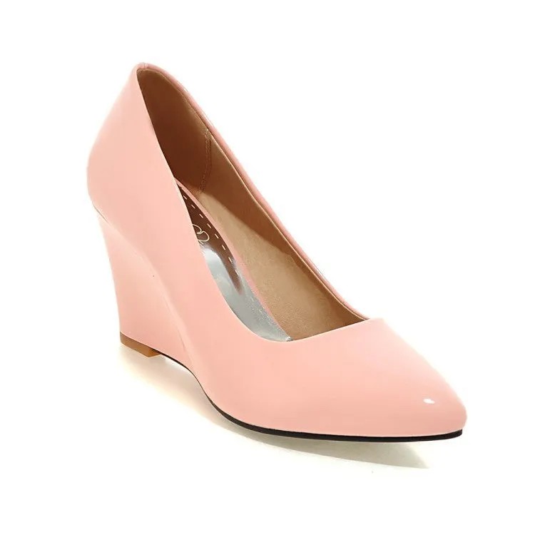 Women minimalist solid color slip on wedge heels