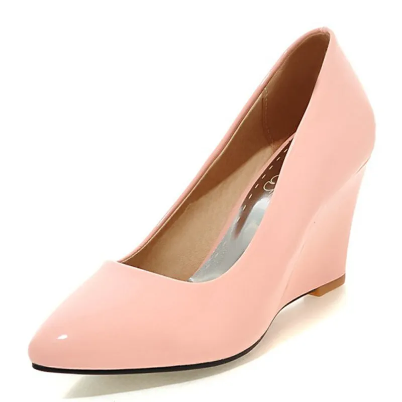 Women minimalist solid color slip on wedge heels