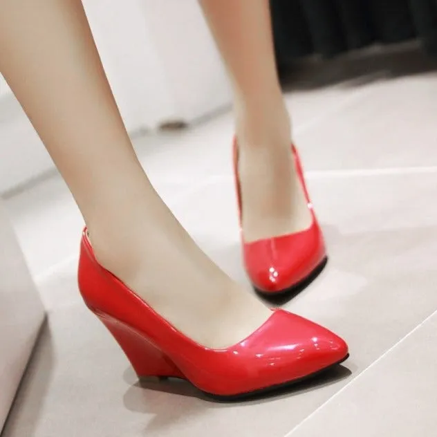 Women minimalist solid color slip on wedge heels