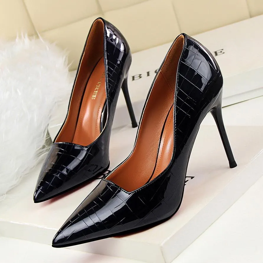 Women sexy metallic prom pointed toe stiletto heels