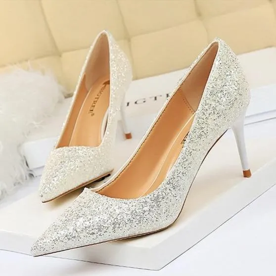 Women sparkly rhinestone wedding stiletto heels