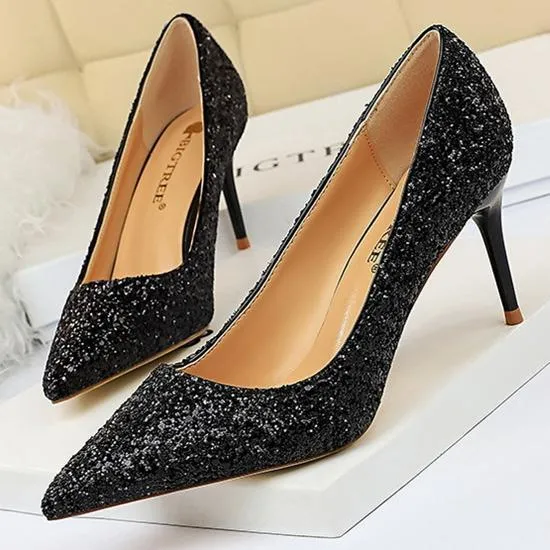 Women sparkly rhinestone wedding stiletto heels