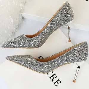 Women sparkly rhinestone wedding stiletto heels