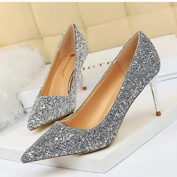 Women sparkly rhinestone wedding stiletto heels