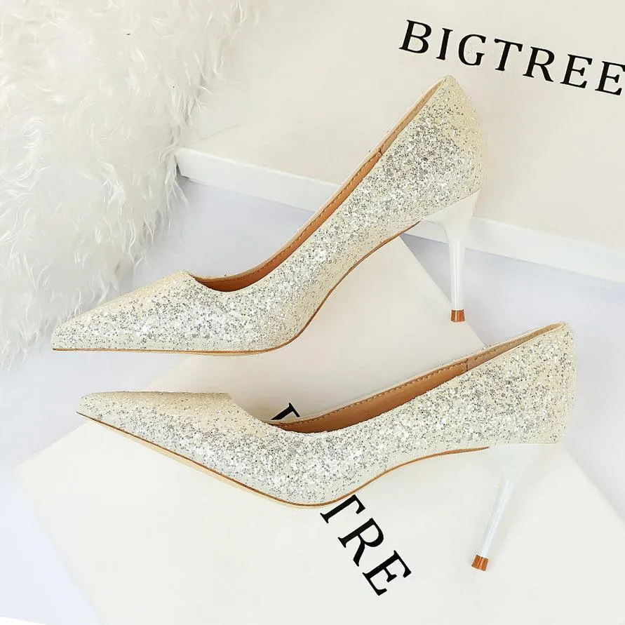 Women sparkly rhinestone wedding stiletto heels