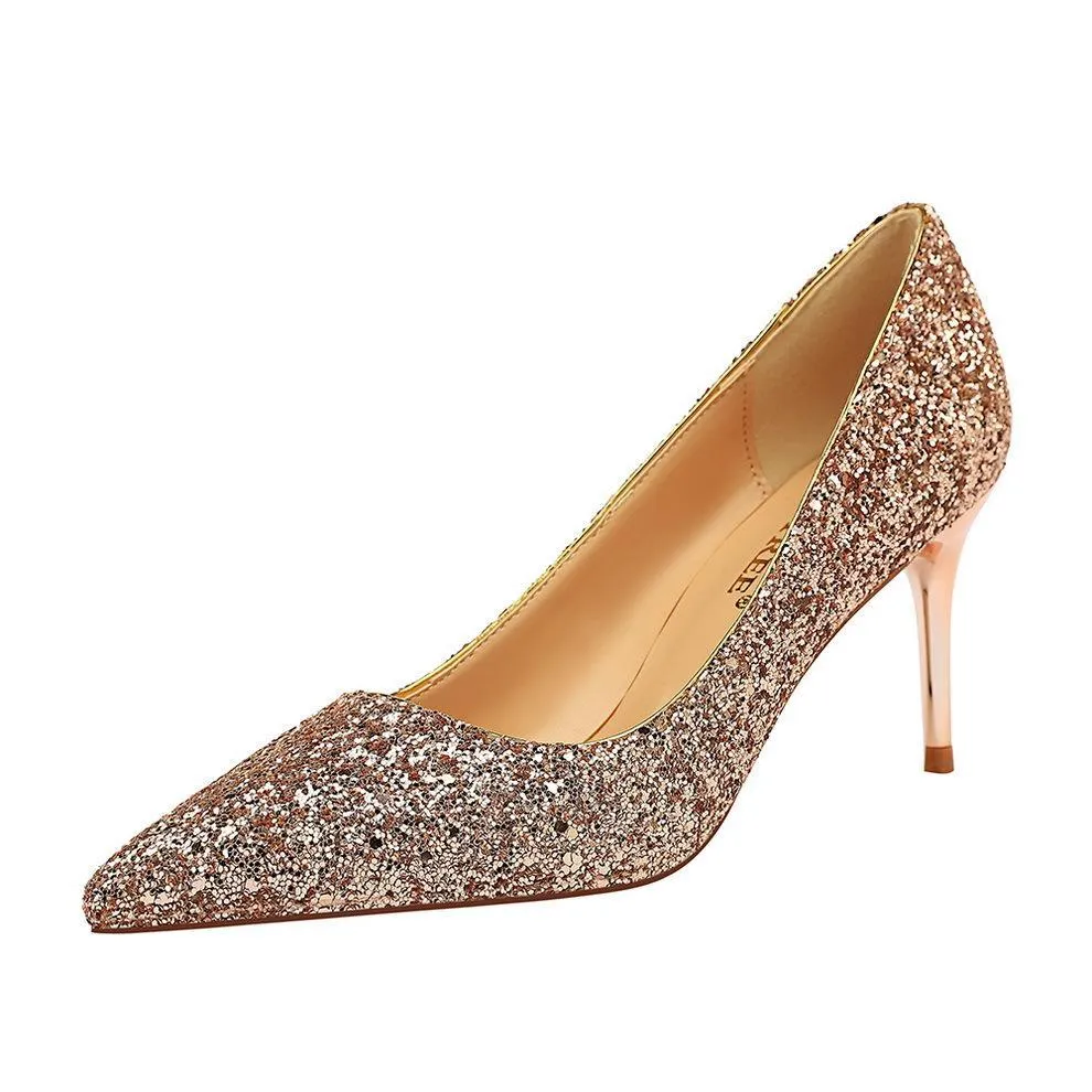 Women sparkly rhinestone wedding stiletto heels