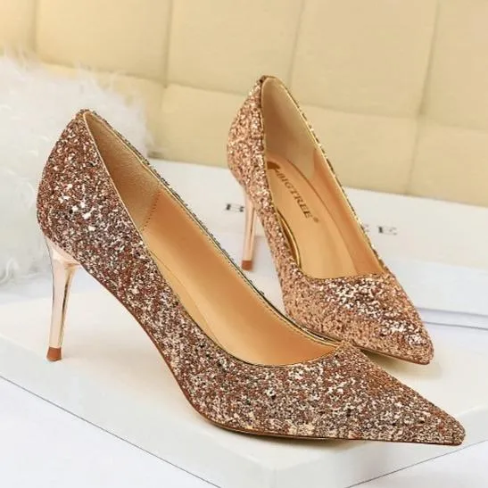 Women sparkly rhinestone wedding stiletto heels