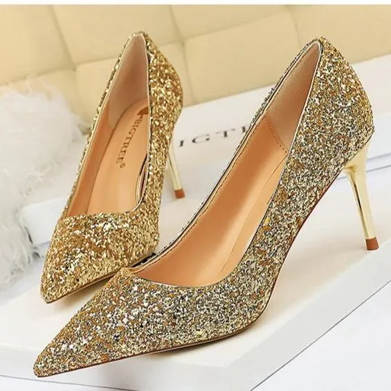 Women sparkly rhinestone wedding stiletto heels