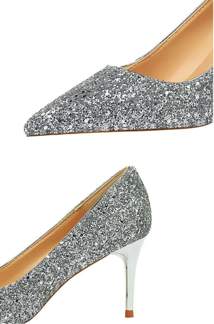 Women sparkly rhinestone wedding stiletto heels