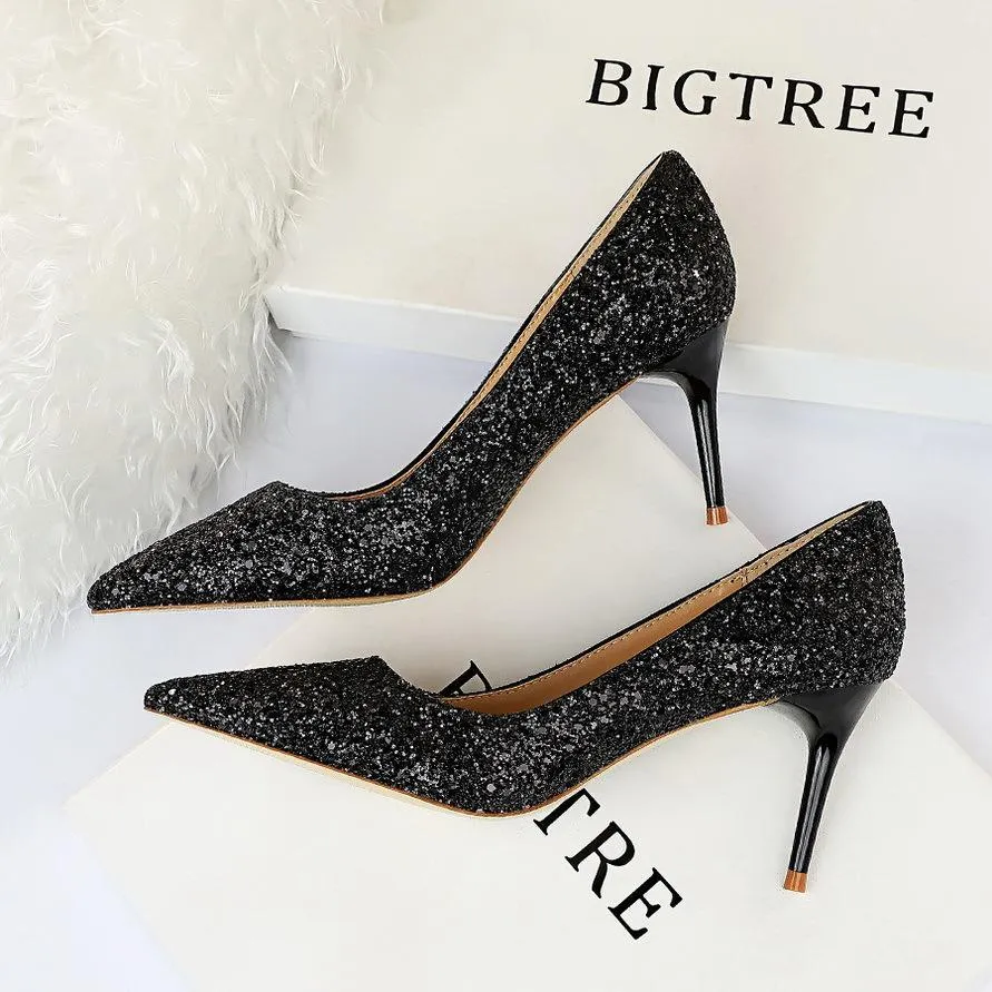 Women sparkly rhinestone wedding stiletto heels