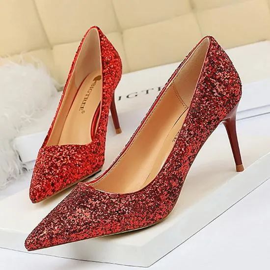 Women sparkly rhinestone wedding stiletto heels