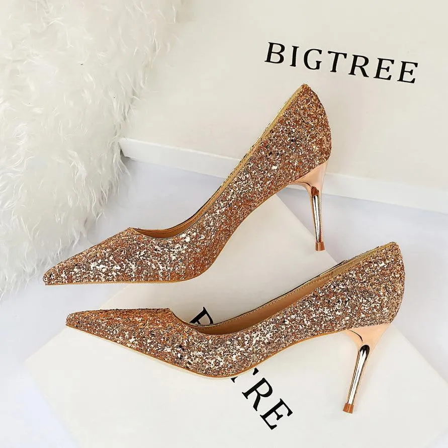 Women sparkly rhinestone wedding stiletto heels