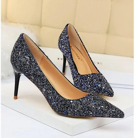 Women sparkly rhinestone wedding stiletto heels