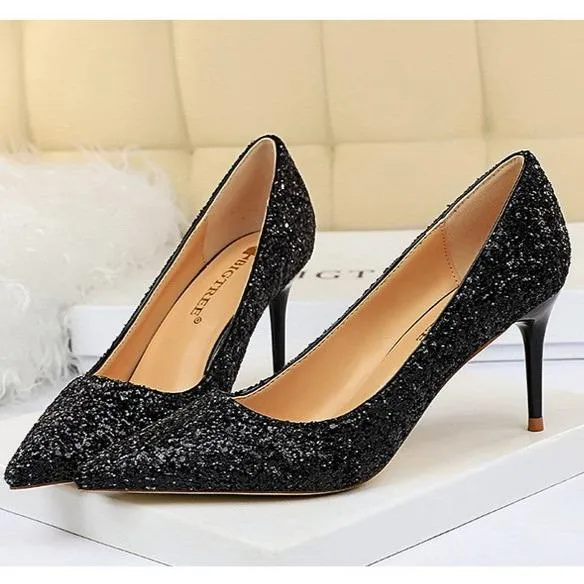 Women sparkly rhinestone wedding stiletto heels