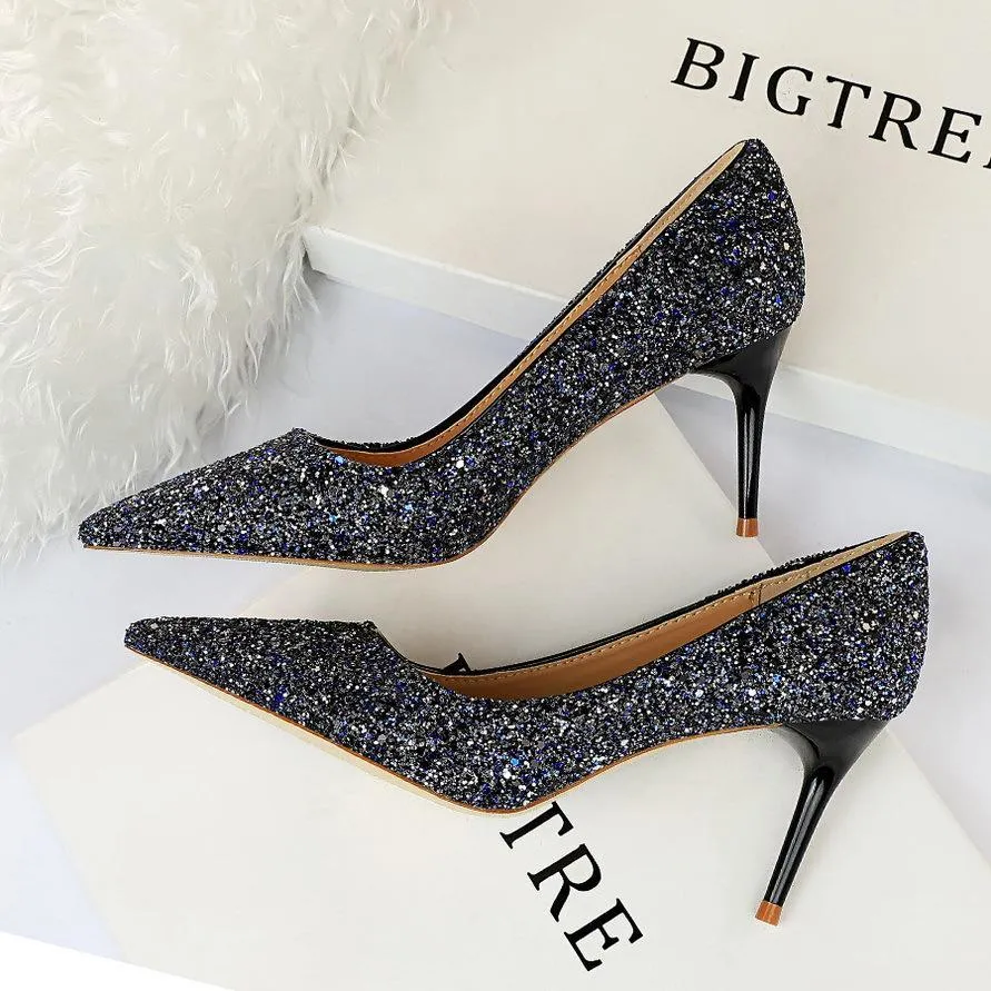 Women sparkly rhinestone wedding stiletto heels