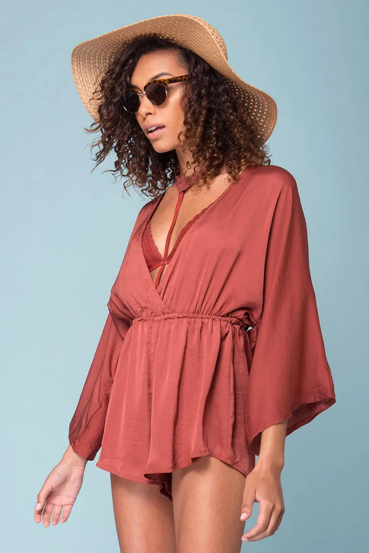 Zaylee Cute Casual Romper Brick